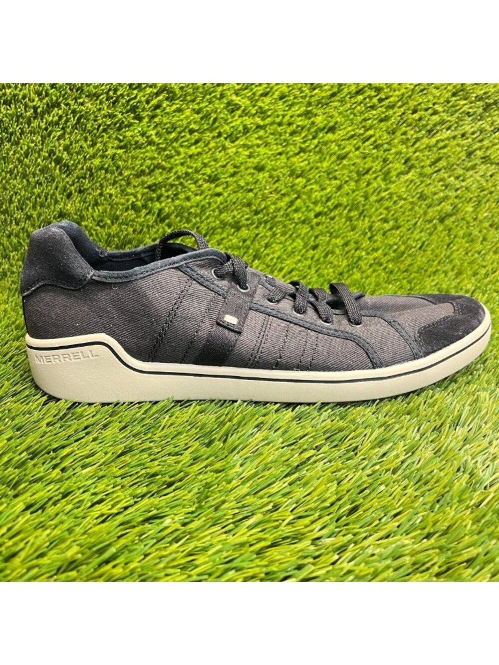 Merrell Primer Canvas Mens Size 10 Black White Athletic Walking Shoes Sneakers